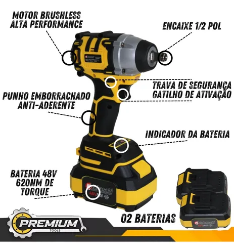 Chave De Impacto 48v Profissional Maleta 35 Peças