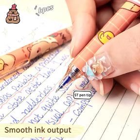 Kit 6 Canetas Apagáveis Capivara Filó Papelaria Fofa Kawaii